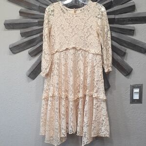 Elegant Cream Lace Kids Dress